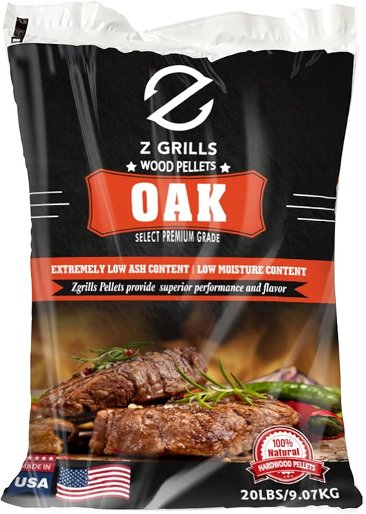Wood Pellets for Smoker Grill and BBQ, 100% All-Natural Hardwood Oak Pellet, 20lbs