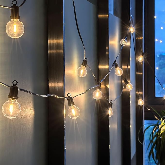 100Ft Chirstmas LED G40 Globe Outdoor String Lights Waterproof Patio Lights with 52 Shatterproof Warm White Bulbs, Hanging Outdoor Light for Backyard Balcony Wedding Christmas Party Decorations