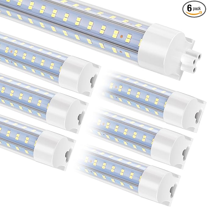 6-Pack 8FT LED Shop Light, 140W Ultra Bright 20,000LM, U-Shaped T8 Integrated Tube Light, 6500K, Linkable, Built-in connector, Surface Mount Plug &Play LED Ceiling Light for Garage, Workshop, Basement