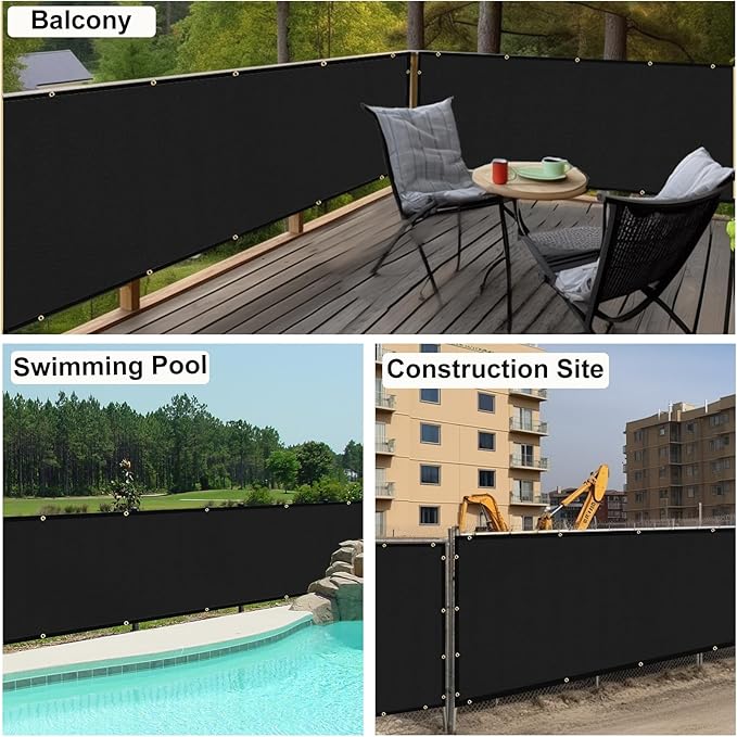 UPGRADE Privacy Fence Screen 8'x33' Black Outdoor 90% Visibility Blockage 170 GSM Mesh Shade Cover Panels for Backyard,Balcony,Home Decoration with Zip Ties,Customized Avaliable