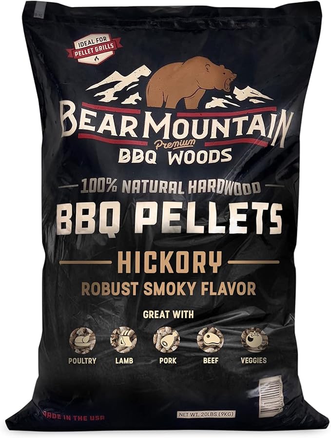 Bear Mountain FB14 Premium All Natural Low Moisture Hardwood Smoky Hickory BBQ Smoker Pellets for Outdoor Grilling, 40 Pound Bag (2 Pack)