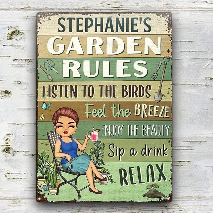 And Into The Garden I Go Gardening, Garden Sign, Personalized Custom Classic Metal Signs Garden Yard Wall Decorative Metal Sign (3)