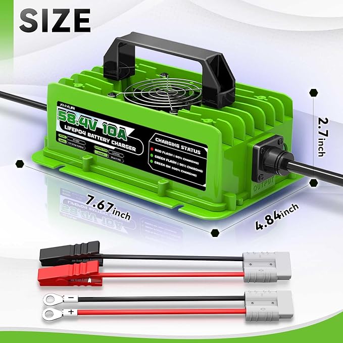 58.4V 10A LiFePO4 Battery Charger 48V(51.2V) 10A Rechargeable Charger for Lithium Iron Phosphate Battery