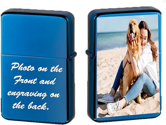 Custom Gifts Infinity Lighter! Personalize Lighter with Your Image or Logo! Customized (Blue) - Christmas, Halloween & Valentines Day Gift