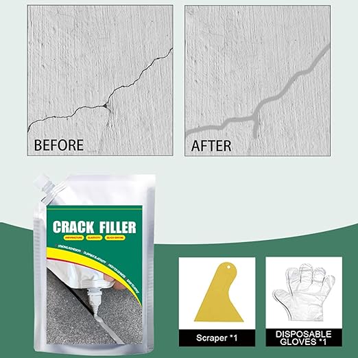 Concrete Crack Filler | 500ml Waterproof Sealant for Wall Floor Repair | Strong Adhesive Quick-Drying Leak Proof Paste for Concrete, Tile, Kitchen, Garage, Driveway, Corners, and Floors