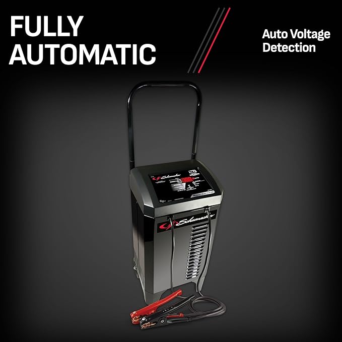 Schumacher Electric Wheeled Automatic 6A Car Battery Charger and 200A Engine Starter, 6-in-1 Solution, Maintainer, 40A Boost, for 6V/12V Power Sport, Automotive, and Marine Batteries, SC1309