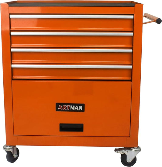 4 Drawers Rolling Tool Cart on Wheels, Trolley Organizer Tool Case Tool Chest, Multifunctional Tool Storage Tool Box for Workshop, Garage, Warehouse, Repair Shop(Orange)