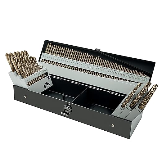 BeHappy 115Pcs Cobalt Drill Bits Set, High Speed Steel, 135 Degree Tip, Twist Jobber Length Drill Bit Kit for Hardened Metal, Plastic and Wood with Metal Indexed Storage Case, 1/16"-1/2"