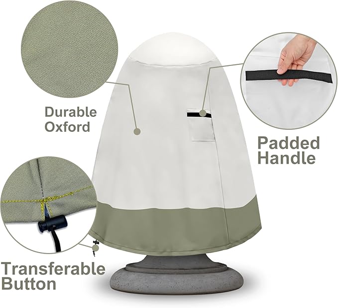 Fountain Cover（36"x42"） 600D Oxford Cloth Garden Fountain Statue Protective Cover, Fountain Protector with Drawstring Weather Resistant for Winter Outdoor Patio Fountain (36"x42"- khaki)