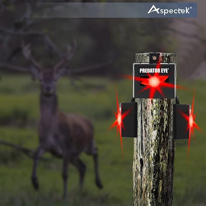 ASPECTEK Solar Predator Eye Animal Deterrent – Rechargeable Waterproof Nighttime Repellent Light for Coyote, Deer, Raccoon, Cat, Skunk – 2-Pack for Outdoor Use