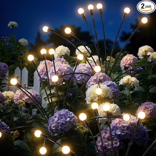 Outdoor Solar Lights Waterproof (2 Pack, 20 LED), Fairy Garden Decor, Fairy Tale Courtyard Decor, Firefly Lights, Solar Garden Lights, Solar Landscape Lights, Gifts for Women Who Have Everything