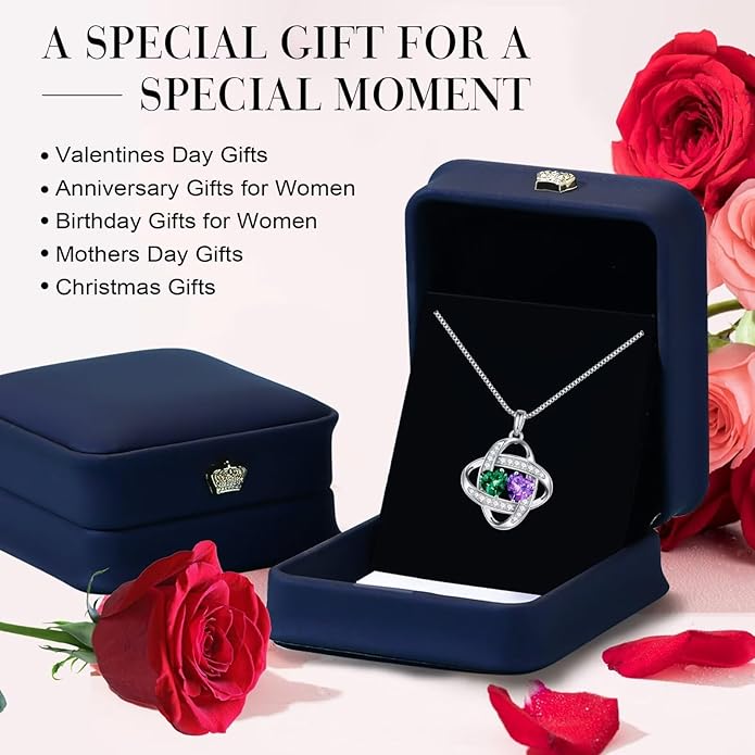 Iefil Christmas Gifts for Women - 925 Sterling Silver Love Knot Necklace, Anniversary Birthday Jewelry Gifts for Wife Girlfriend Mom