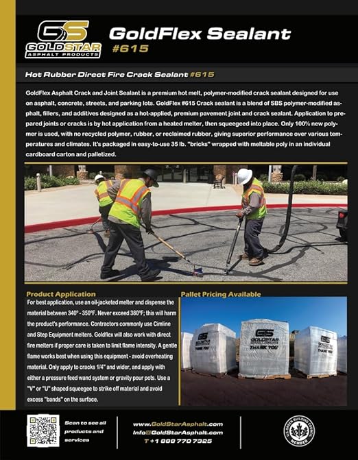 GoldStar Asphalt #615 Parking Lot Crack Sealant – 35 lb Box | Hot-Applied, Rubberized Crack Filler for Asphalt Pavement | Commercial-Grade Protection for Driveways & Parking Lots
