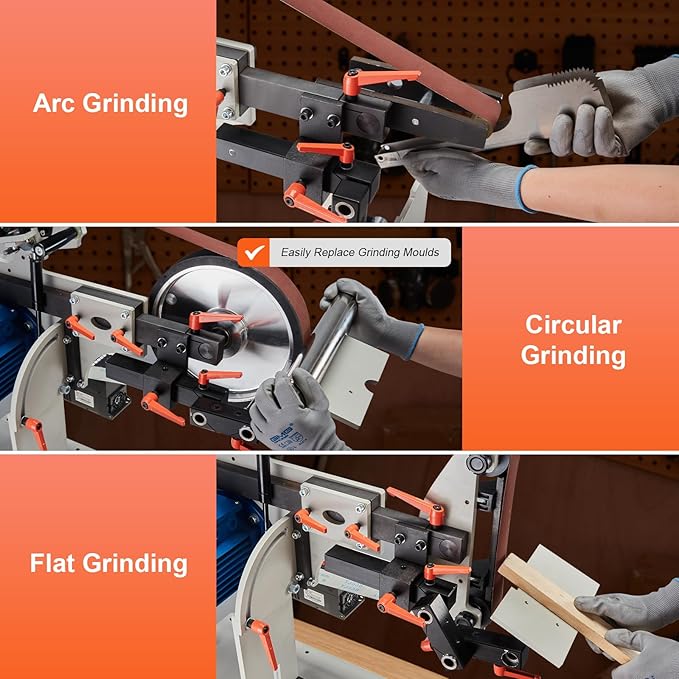 VEVOR Belt Grinder Sander, 72 x 2-Inch Variable Speed Belt Polisher with VFD, 1500W Knife Sharpener with 3 Grinding Moulds & 3PCS Sanding Belts for Metalworking, Compatible with 72"- 82 * 2" Belts