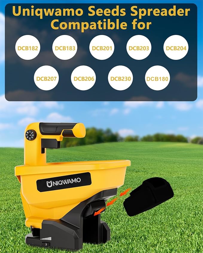 Handheld Power Spreader Compatible for Dewalt 20V/60V Li-ion Battery, Available Year-Round, Grass Seeds, Rock Salt (Battery not Included)