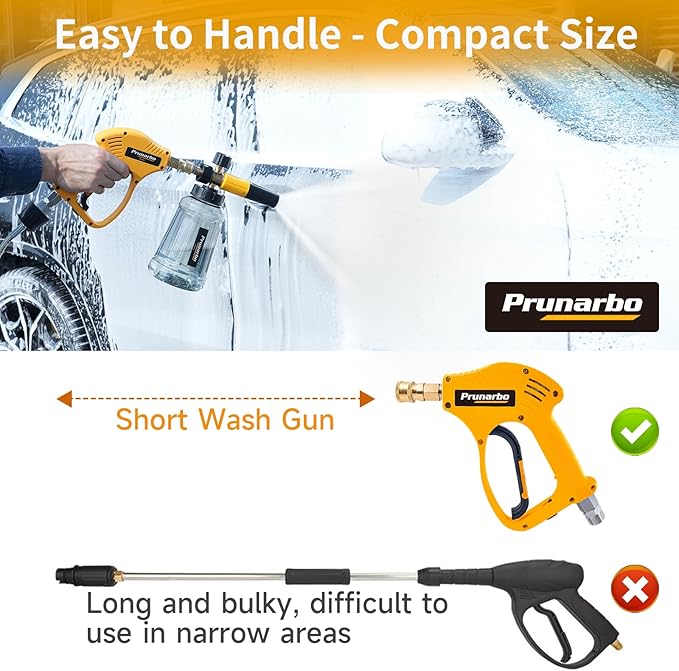 Foam Cannon for Pressure Washer with Gun, Heavy Duty Brass Swivel with 1/4” Quick Connector 5650 PSI Soap Lance Blaster for Car Washing 6-in-1 Nozzle Tips kit 1 Liter Vehicle Cleaning Tool