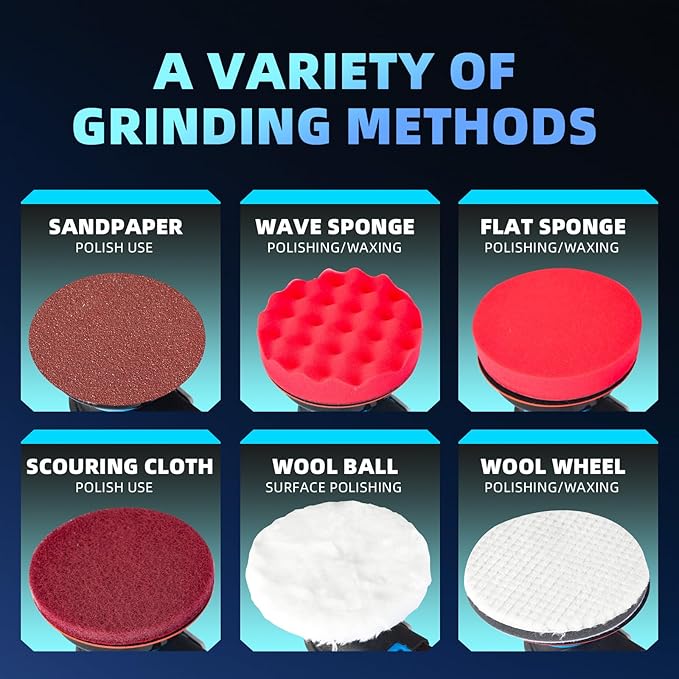 5 Inch Pneumatic Da Sander Kit (with 12 Sandpapers, Polishing Pads, Accessories & A Free Air Blow Gun) – Air Sander for Auto Body Specialized, Pneumatic Orbital Sander, Professional & DIY Compatible