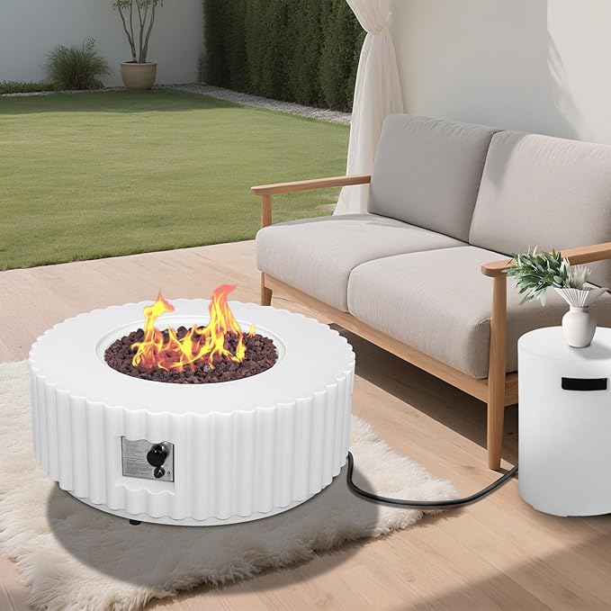 Afterglow Firepits All Terrafab External Gas Tank for Outdoor Use Round 50000Btu, White