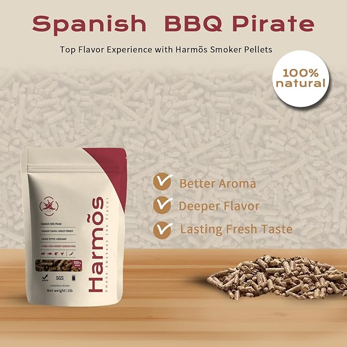 Harmos 4-Wood Pellets with Paprika, Black Pepper, Garlic Powder & Rosemary – Natural Grill Pellets for Ninja Woodfire, Pellet Stove & Outdoor Cooking, Resealable 2-Pack