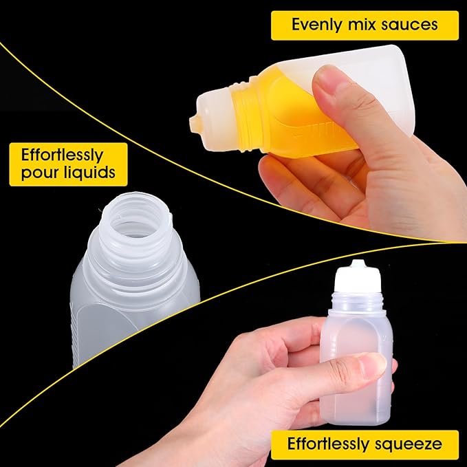 6PCS Mini Condiment Squeeze Bottles 60ML Travel Condiment Containers with Lid Mini Sauce Bottle Portable Ketchup Bottles Squeeze for Sauces