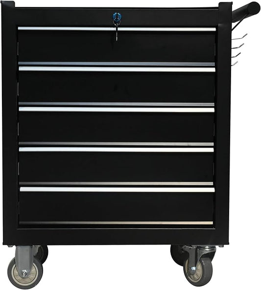 5 Large Drawers Rolling Tool Box on Wheels, Trolley Organizer Tool Cart Tool Chest, Multifunctional Tool Storage Tool Case for Workshop,Warehouse,Garage,Repair Shop(5 Drawers-31.1" H-Black)