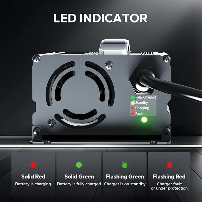 LiTime 24V 20A LiFePO4 Battery Charger, 29.2V Smart Charger with 0V Activation Function, AC-DC Lithium Charger with Anderson Connector & LED Indicator for RVs, Off-Grid, Homes, and Solar Systems