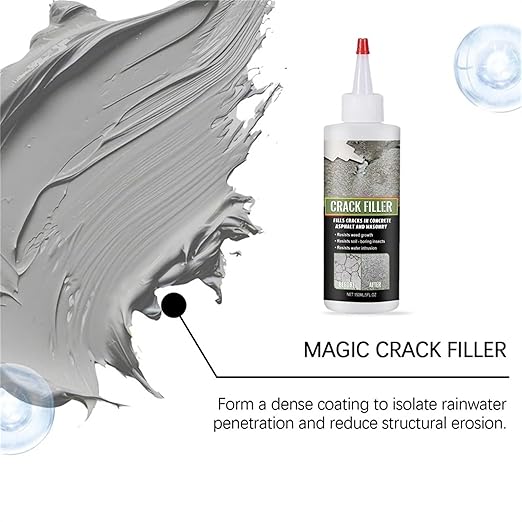 Crack Repair Filler, Easily Fixes Concrete Cracks in Driveways and Patios, Tool-Free Application, Clean & Residue-Free