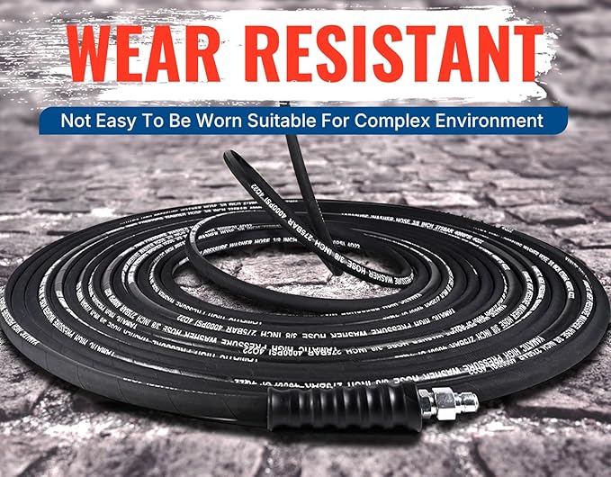 YAMATIC 3/8" Kink Resistant Pressure Washer Hose 125FT, Swivel 3/8" Quick Connector, 4000 PSI High Durability Cold Hot Water Max. 212°F, Fit Most Residential and Commercial Pressure Washer