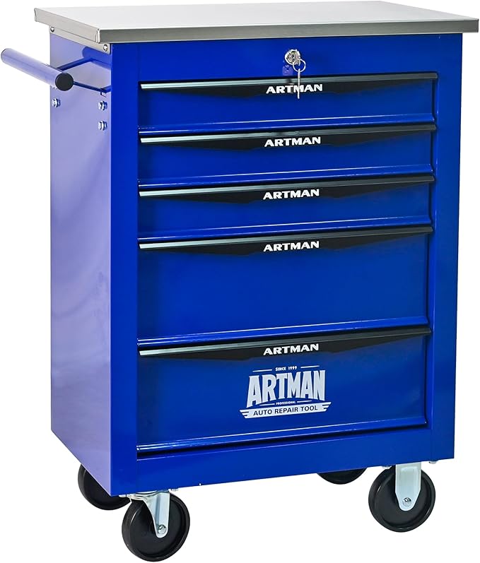 5 Drawers Tool Cart on Wheels, Multifunctional Rolling Tool Box, Drawers Rolling Trolley Organizer Tool Storage Chest for Garage,Workshop,DIY Multiple Interconnectable(4 Drawers-30.5" H)