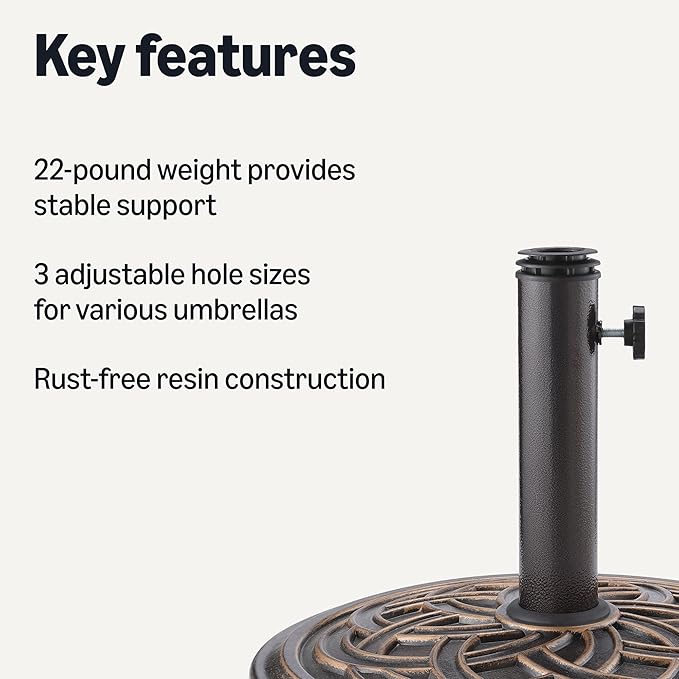 Amazon Basics Adjustable Patio Umbrella Stand, 1-Pack, Black