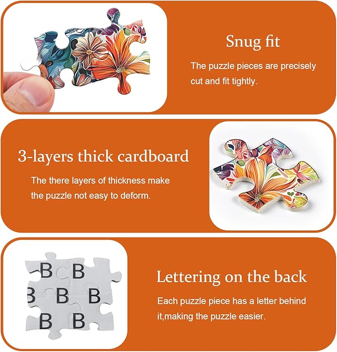 Cat Puzzles for Adults 1000 Pieces, Flower Puzzle Colorful Art Animal Kitten Hummingbird, Butterfly Garden Plant Floral Impossible Jigsaw Puzzle