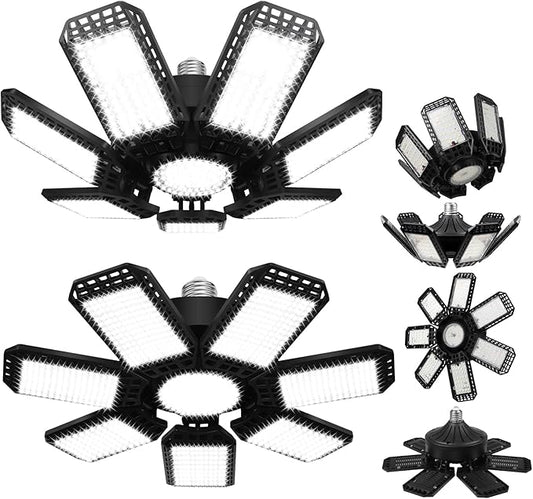 1 Pack LED Garage Light, 240W 24000LM 6500K LED Shop Lights, Garage Lights Ceiling Led with 7+1 Deformable Panels, E26/E27 Bulb Socket Lighting for Shop, High Bay, Attic, Basement, Warehouse