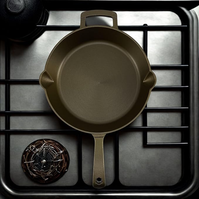 Big Kitchen x Old Mountain Exclusive Pre-Seasoned Cast Iron Skillet Smooth Polished Cooking Surface Frying Pan Nonstick Oven Safe Grill & Stovetop Friendly Cookware (10)
