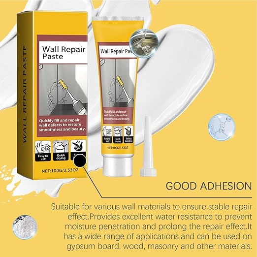Wall Repair Paste, Quick Drying Filler, 5.5x16.3cm, Drywall Hole Patch, Ceiling CrackSealer, SmoothFinish Paste, for Bedroom, Kitchen, Garage, Living Room