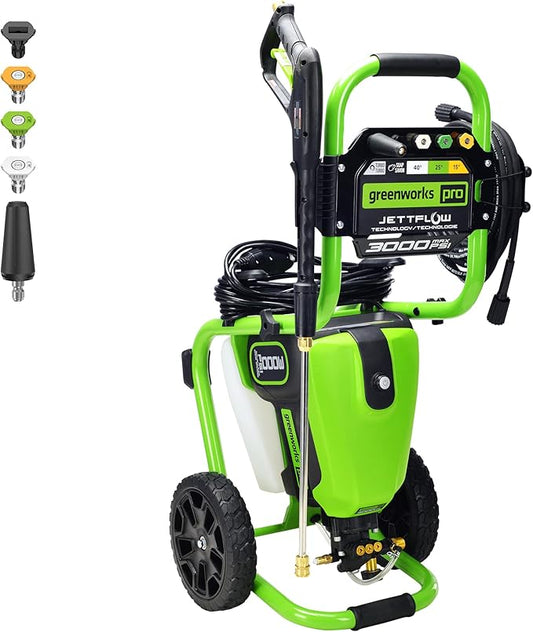 Greenworks Pro Brushless 3000 PSI (CSA Certified) 2.0 GPM Max / 1.1 GPM Electric Pressure Washer (Rugged Steel Frame, 25 FT Hose, 35 FT GFCI Power Cord)