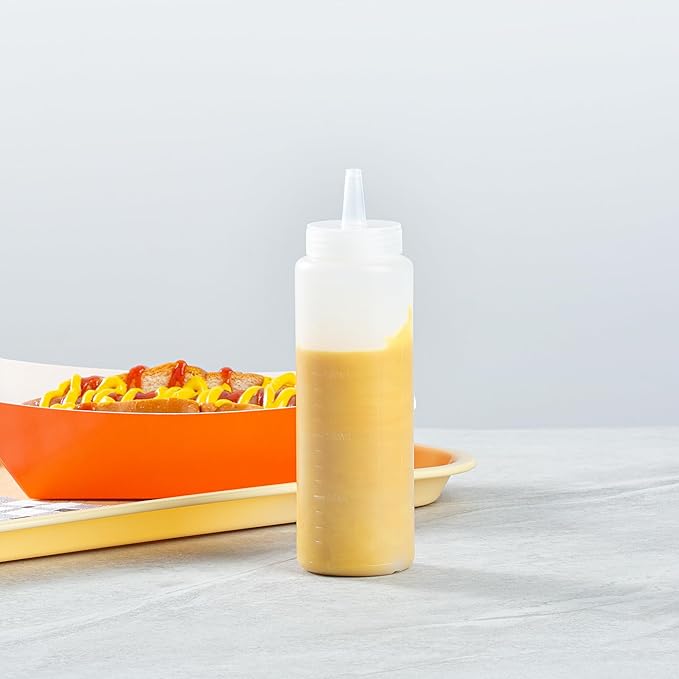 Restaurantware-8 Ounce Condiment Squeeze Bottle, 1 With Lid Plastic Squeeze Bottle - Precison Dispensing Tip, Flexible, Clear Plastic Squeeze Bottle For Sauces, For Sauces, Spreads, Or Condiments,