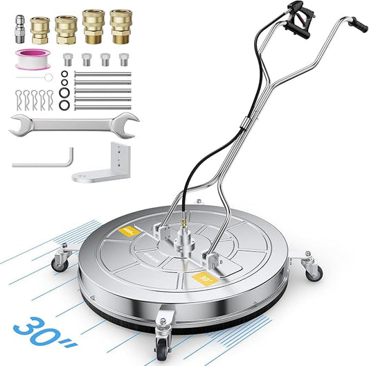 EVEAGE 30" Pressure Washer Surface Cleaner, Dual Handle Stainless Steel Power Washer Surface Cleaner with 4 Wheels, 4000 PSI, Professional Grade Perfect for Driveways, Sidewalks,Concrete Cleaning