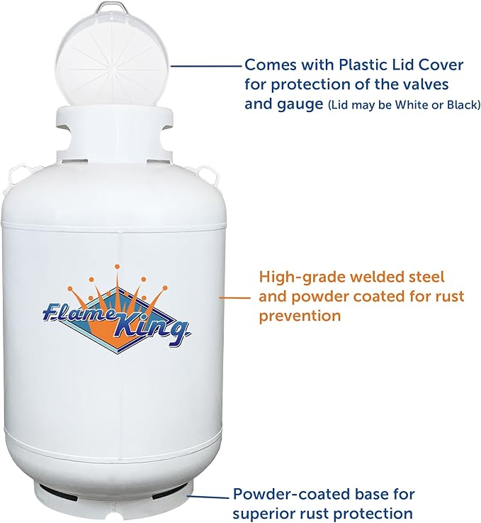 Flame King YSN420DOT 420LB DOT Propane Tank, Multi-Valves with Accurate Gas Level Gauge