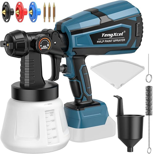 Cordless Paint Sprayer for Makita 18V LXT Li-ion Battery, 200W Spray Paint Gun with Brushless Motor, 3 Copper Nozzle and 1000ML Container, Spray Gun for Painting Ceiling, Fence, Walls(No Battery)