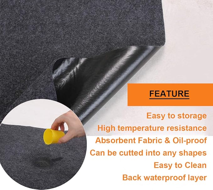 Under Grill Mat,Premium Grill Mat for Deck, Under Grill Floor Mats to Protect Deck,BBQ Mat for Under BBQ, Absorbent Oil Pad Protector for Decks and Patios,Waterproof, Reusable,(36x30 Inches)…