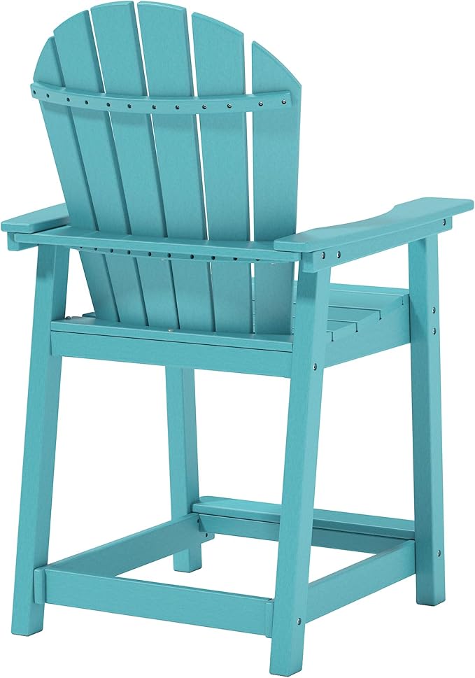 OTSUN Tall Adirondack Chair, HDPE Outdoor Chair for Garden, Backyard, Poolside, Capacity 400LBS (1 PC, Aruba Blue)