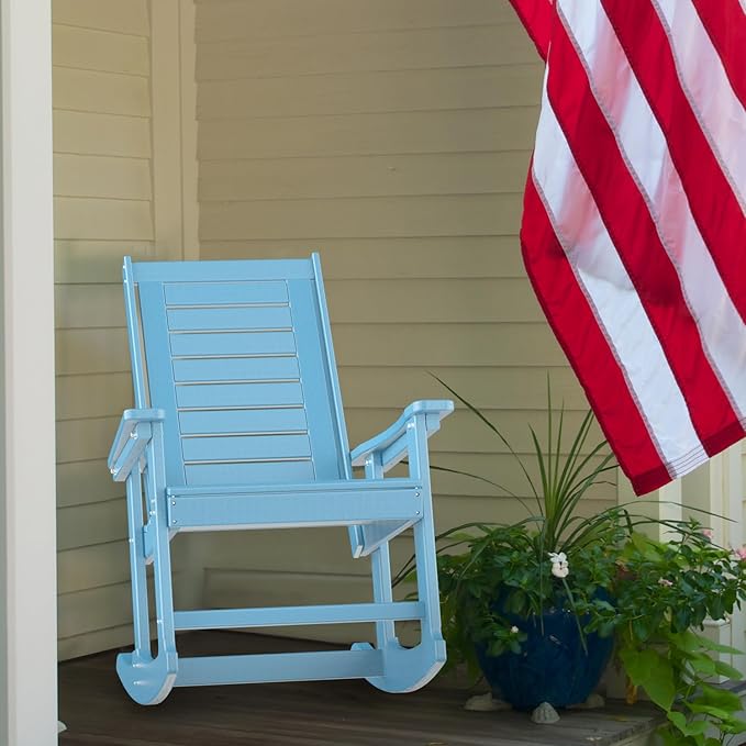 GREENVINES Outdoor Rocking Chairs | Porch Rocker | HDPE Plastic | Arctic | Oversized Rockers | High Back | Big & Tall | Ladder Back | for Patio Outside Backyard Balcony Garden