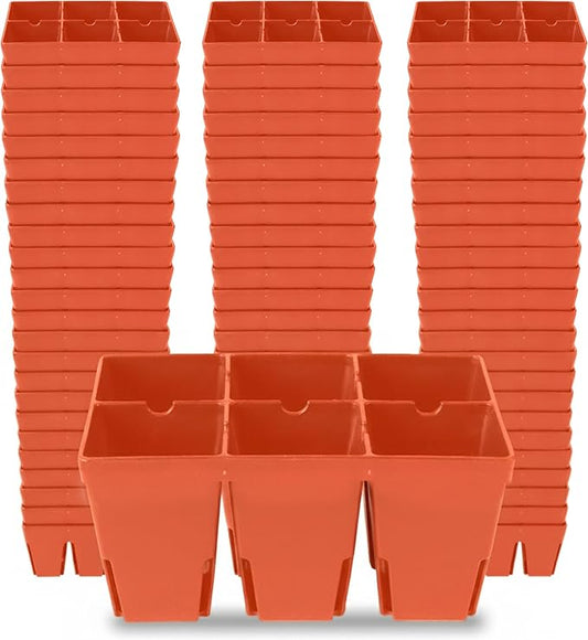 Epic Gardening Reusable Seed Starter Tray - 6 Cell/72 Seedling Starter Trays - Easy Watering, Indoor Greenhouse, Plant Starter, Gardener-Friendly for Seedlings | UV-Treated & BPA-Free - Terracotta