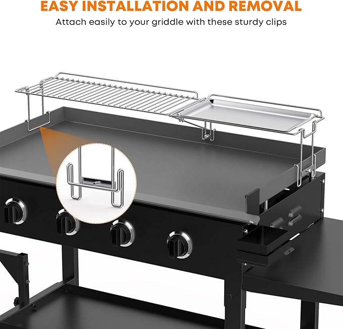 Stanbroil Griddle Warming Rack and Tray for 36" Blackstone Griddle, Foldable Cooking Grate BBQ Accessories Compatible with 36" Blackstone Griddle (Not Work with Hood)