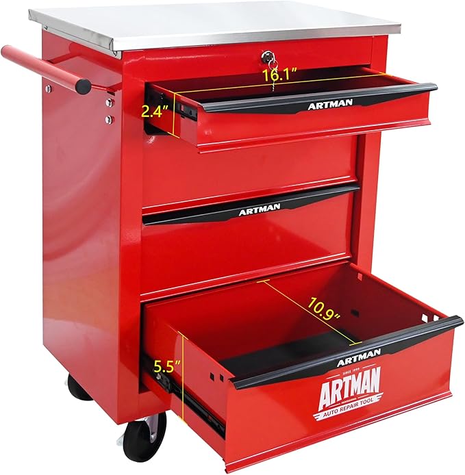 4 Drawers Rolling Tool Box on Wheels, Multifunctional Tool Cart, Drawers Rolling Trolley Organizer Tool Storage Chest for Garage,Workshop,DIY Multiple Interconnectable(4 Drawers-30.5" H)