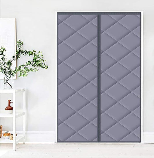 GettyGears Magnetic Thermal Insulated Door Curtain Storm Wind Fleece Insulation Curtian Magnetic Screen Door with Thermal and Insulated Waterproof 39" x 97" Grey