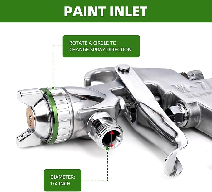 Pressure Feed Air Spray Paint Gun, Pressure Pot Paint Sprayer Without Cup - 1.3mm Nozzle