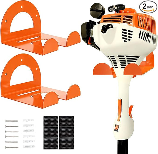 Weed Eater Hanger, Garage Organizer Trimmer Rack Wall Mount, Garden Power Tool Holder Garage Hooks for Grass Trimmer, Hedge Trimmer, Leaf Blower and Chainsaw Storage, 2 Pack