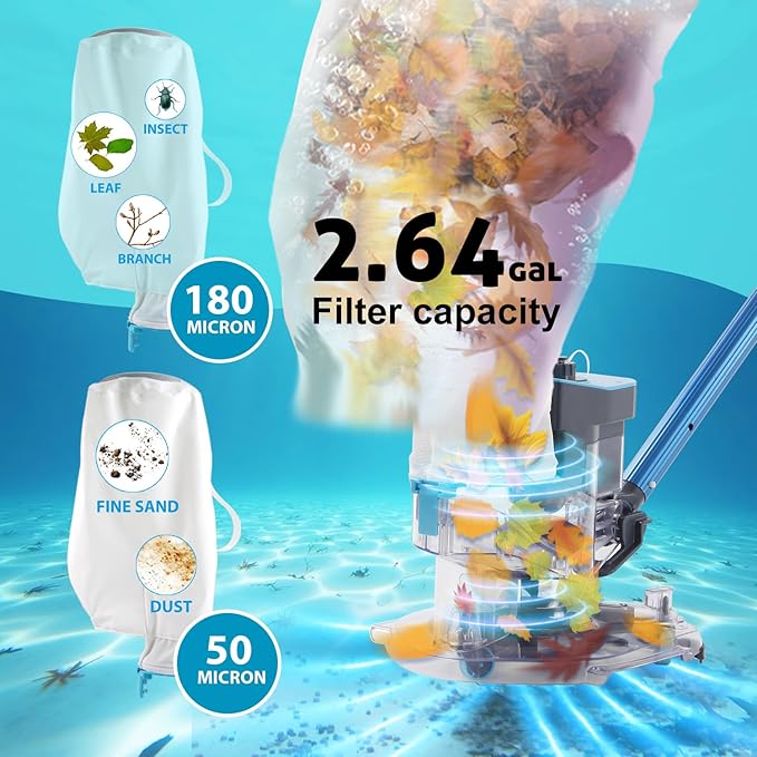 Heavy-Duty Cordless Rechargeable Pool Leaf Vacuum, 31GPM Ultra Strong Suction, 3 in 1 Cleaning Solution – Deep, Shallow & Surface Skimmer, for Above Ground Pools & In Ground Pools