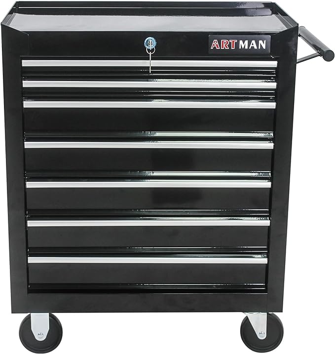7 Drawers Tool Cart on Wheels,Multifunctional Rolling Tool Chest Tool Storage,Drawers Rolling Tool Trolley Organizer Tool Case for Garage,Warehouse,Workshop,Repair Shop (7 Drawers-29.9"H-Black)
